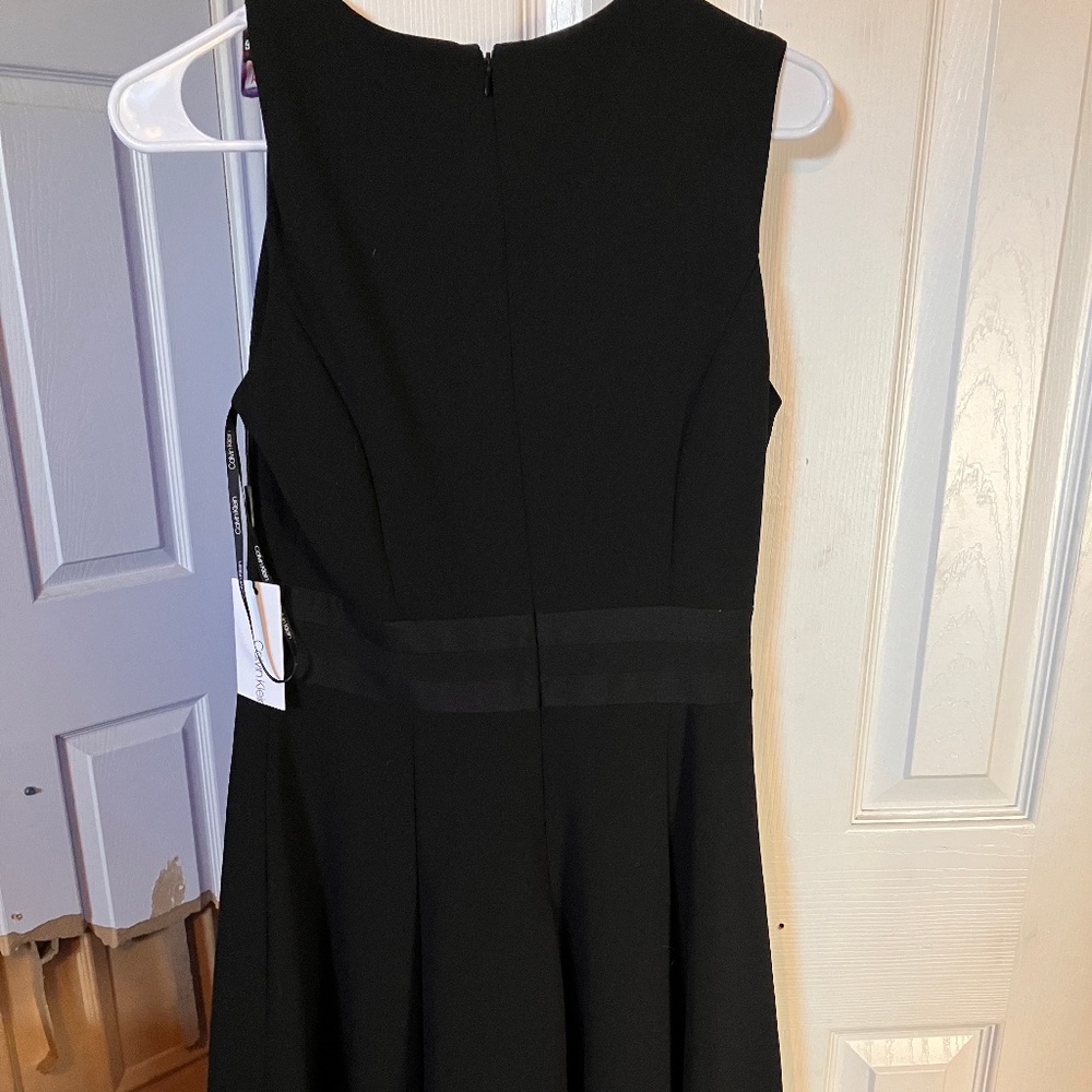 Calvin Klein Illusion Trim Hem Fit & Flare Dress Sleeveless Black US 2 CD9C112C